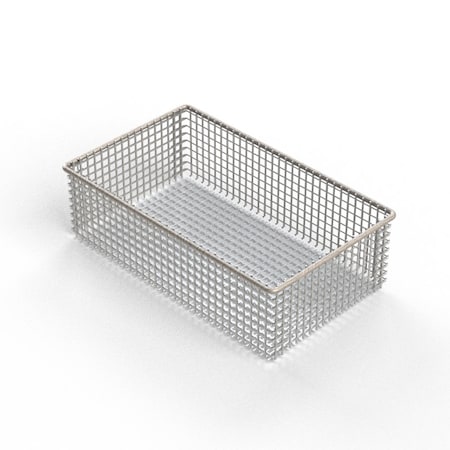 Anysizebasket Light Duty Basket: 10Lx6Wx3H, 304 SS, No Handles, Mesh: 2 x .063 FLB-100060030-N02S